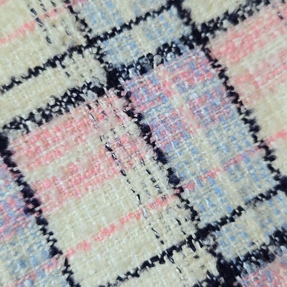 River Island Tweed Cropped Blazer jacket Size 10 Clueless Light Academia Preppy - Picture 8 of 14